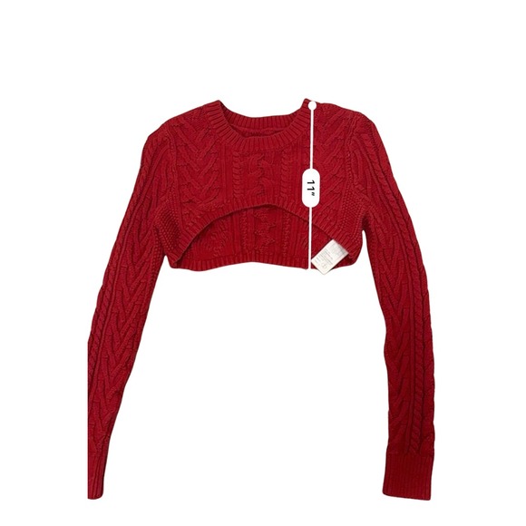 Abercrombie & Fitch Limited Edition Red Cable Knit Crop Sweater Set S - Picture 5 of 8